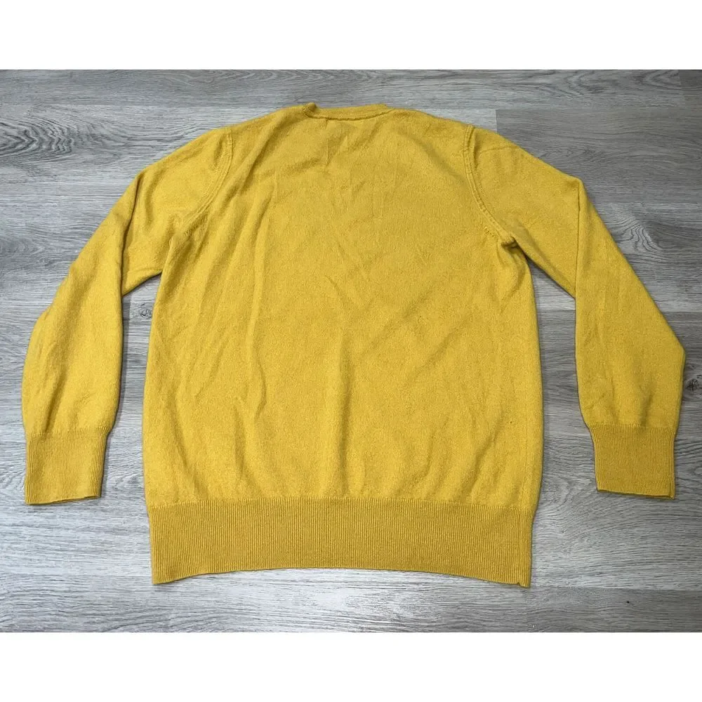Banana Republic Todd & Duncan 100% Scottish Cashmere Yellow Sweater Mens Size XL - Picture 10 of 11